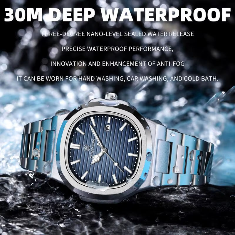 Luxury Men Quartz Watch Waterproof Date Week Luminous Wristwatch Stainless Steel Men'S Watches Male Clock Sports Reloj