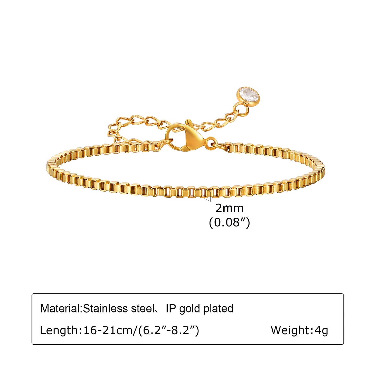 Non Tarnish Stainless Steel Bracelet Stackable for Women, Thin Herribone Chain Bracelet Waterproof Gold Plated Jewelry