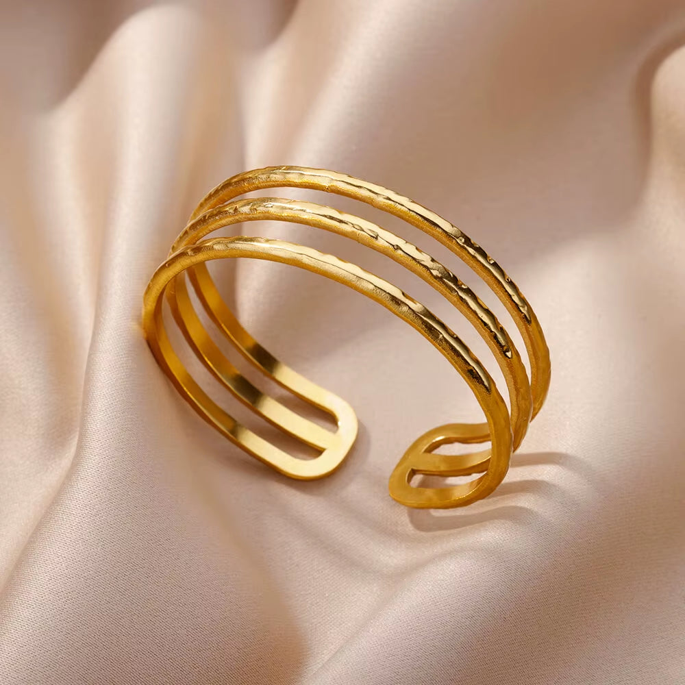 Adjustable Bangle Bracelets for Women Stainless Steel Bracelet Waterproof Gold Color Luxury Couple Jewelry Cuff Pulseras Mujer