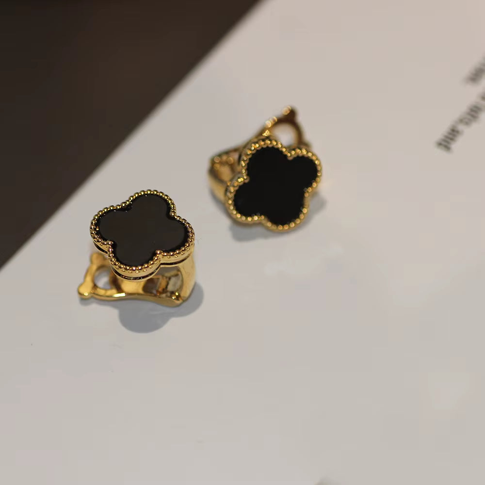 Natural Shell One-Piece Earring Gold Plated Women'S High-End Sensation Leaf Shaped Ear Jewelry Festive Red 44259