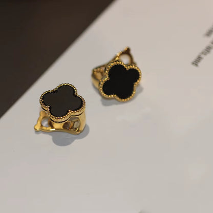 Natural Shell One-Piece Earring Gold Plated Women'S High-End Sensation Leaf Shaped Ear Jewelry Festive Red 44259