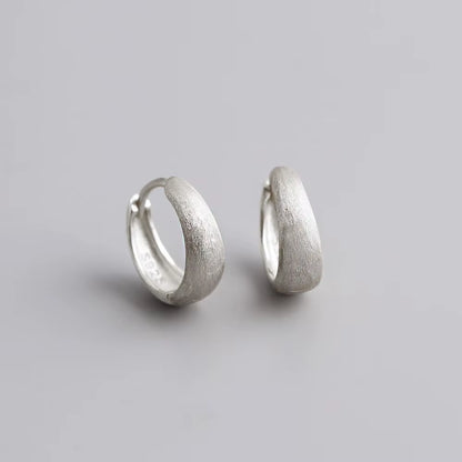 925 Sterling Silver Simple Wide Huggies Gothic Hoop Earrings for Women European Unisex Piercing Rock Jewelry Ear Buckles