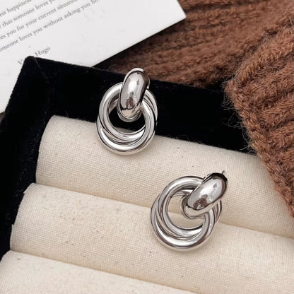 Stainless Steel Knot Hoop Earrings for Women Girls Trendy Irregular Lines Stud Earrings Special Design Fashion Jewelry Gifts