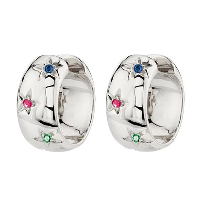 Gold Color Big Hoop Earrings for Women Fine Zircon Star round Circle Piercing Earrings Fashion Party Jewelry Accessories