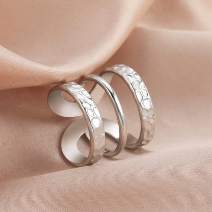 Stainless Steel Women Rings Geometric Heart Aesthetic Adjustable Open Finger Ring Fashion Party Jewelry Gifts Wholesale