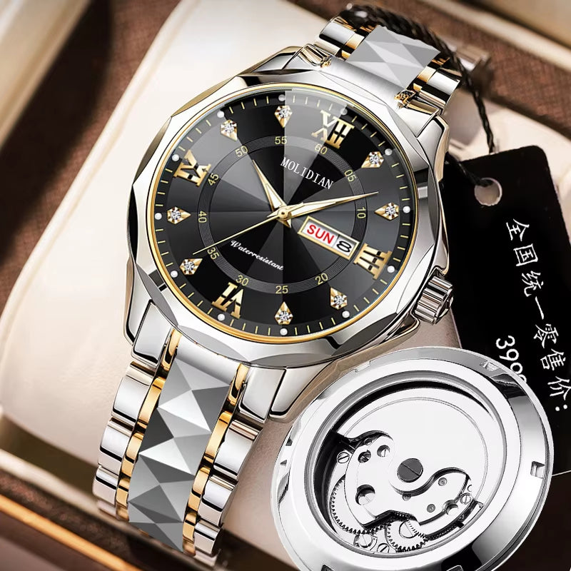 Roman Numerals Swiss Fully Automatic Mechanical Watch Men'S Watch Waterproof Night Light Tourbillon Calendar Business Hollow