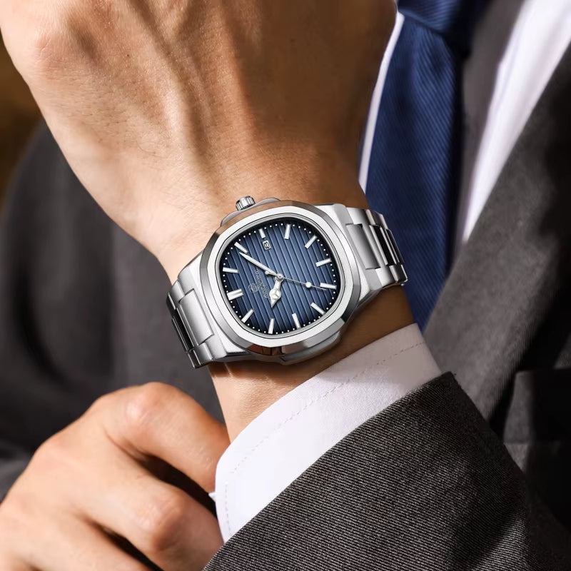 Luxury Men Quartz Watch Waterproof Date Week Luminous Wristwatch Stainless Steel Men'S Watches Male Clock Sports Reloj