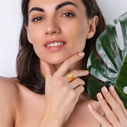 Stainless Steel Women Rings Geometric Heart Aesthetic Adjustable Open Finger Ring Fashion Party Jewelry Gifts Wholesale