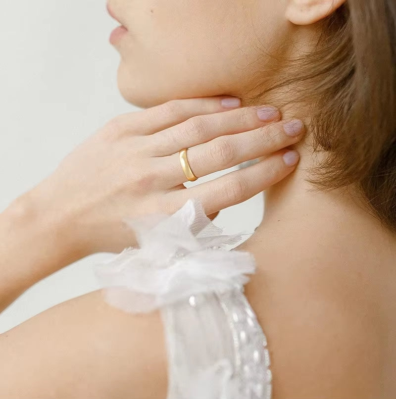 2Mm 4Mm 6Mm Titanium Ring Men Women 14K Gold Plated Dome High Polished Wedding Band Unisex Comfort Fit Size 3-13.5