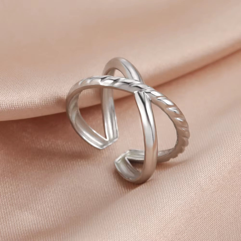Stainless Steel Women Rings Geometric Heart Aesthetic Adjustable Open Finger Ring Fashion Party Jewelry Gifts Wholesale