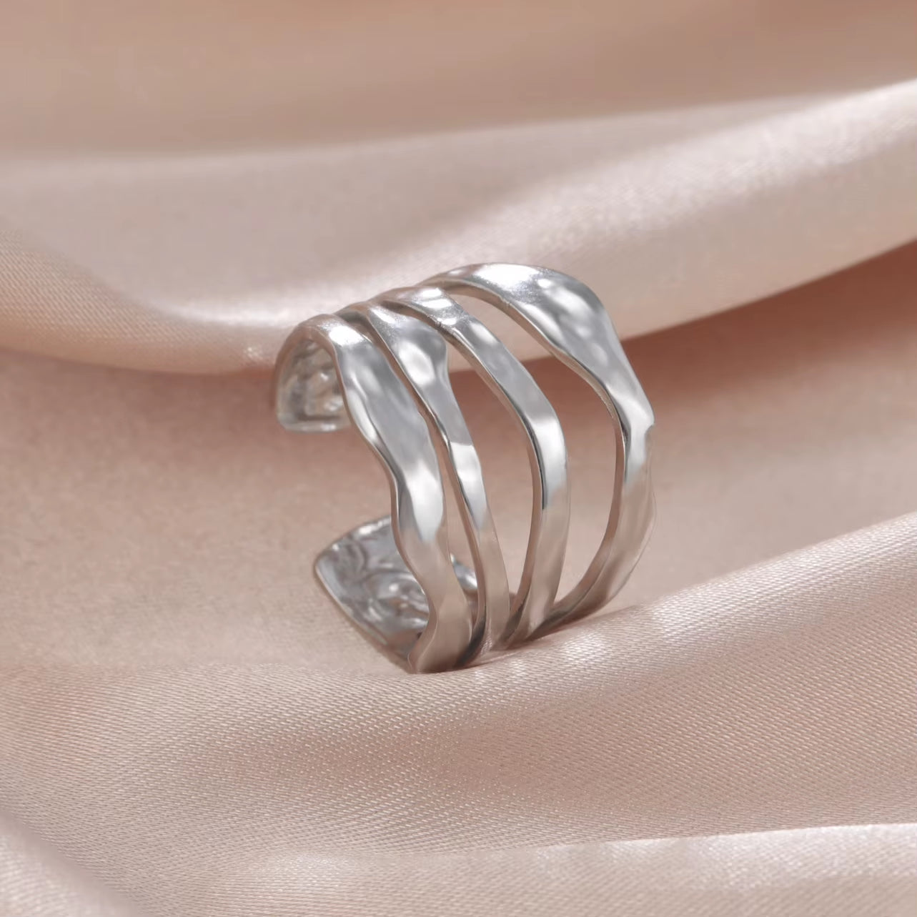 Stainless Steel Women Rings Geometric Heart Aesthetic Adjustable Open Finger Ring Fashion Party Jewelry Gifts Wholesale