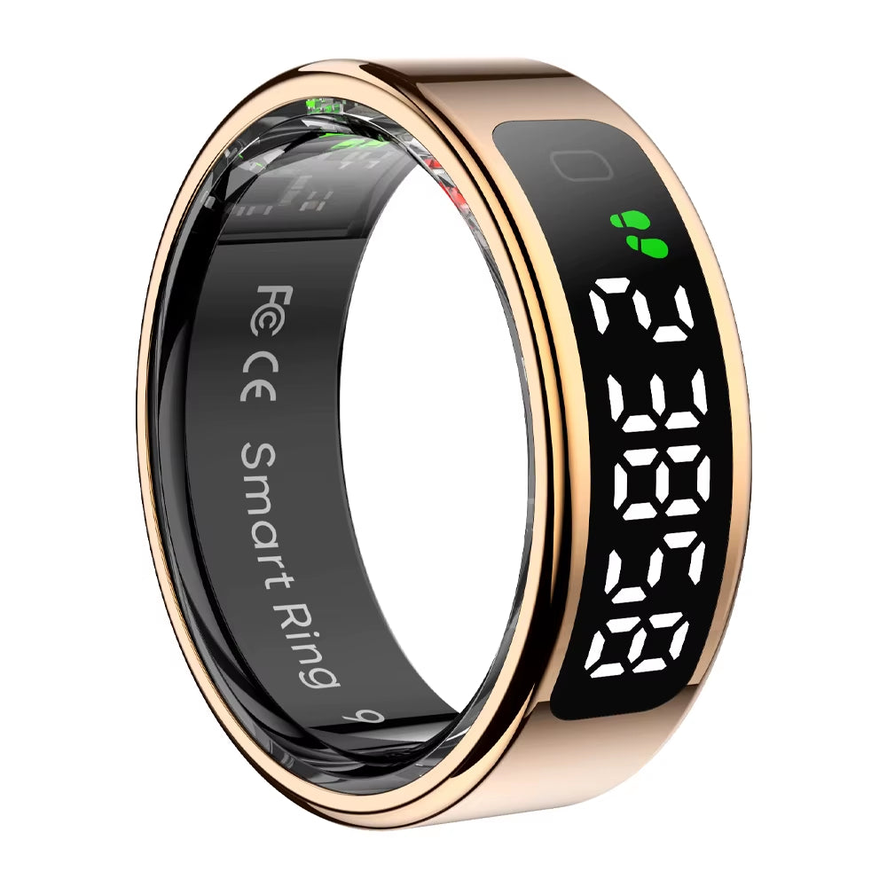 R12 Smart Ring with Display Screen and Touch, Wireless Charging, Health Manager, 5 ATM Waterproof for Men Women