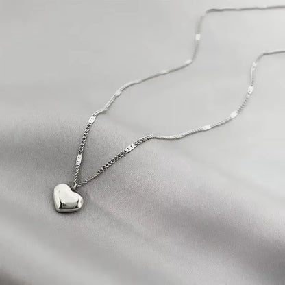 New Cross-Border Couple Cavicle Chain Geometric Heart-Shaped Light Luxury Temperament Simple Sweet Love Pendant Necklace Jewelry