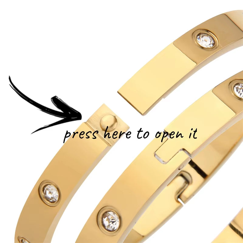 6Mm 4Mm Stainless Steel Bangles for Women Bracelets on Hand Lady Women'S Fashion Jewelry Rhinestone Designer Gift Titanium Steel