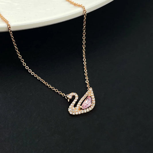 Copper Cast Swan Necklace for Women Non-Fading Simple Girls Clavicle Chain Valentine'S Day Gift Cross-Border Jewelry