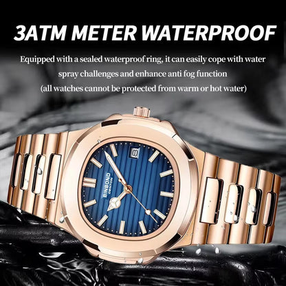 New Casual Business Fashion Quartz Wristwatches Rose Gold Clock Men Luxury Watch Automatic Watches Mens Black Relogio Masculino
