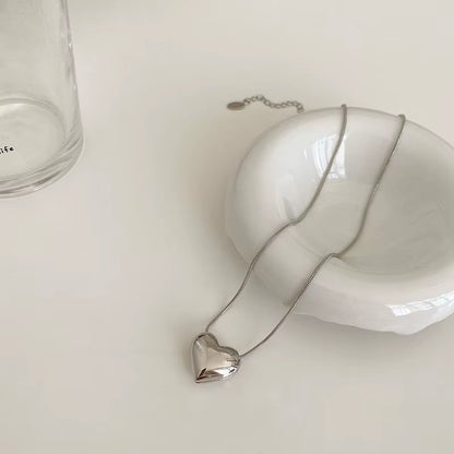 New Cross-Border Couple Cavicle Chain Geometric Heart-Shaped Light Luxury Temperament Simple Sweet Love Pendant Necklace Jewelry