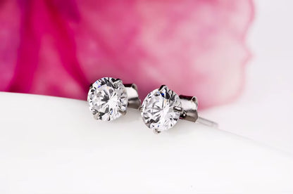 Crystal Zircon Real 925 Sterling Silver Earrings Channel Cubic Zirconia Silver Stud Earrings for Women Sterling Silver Jewelry