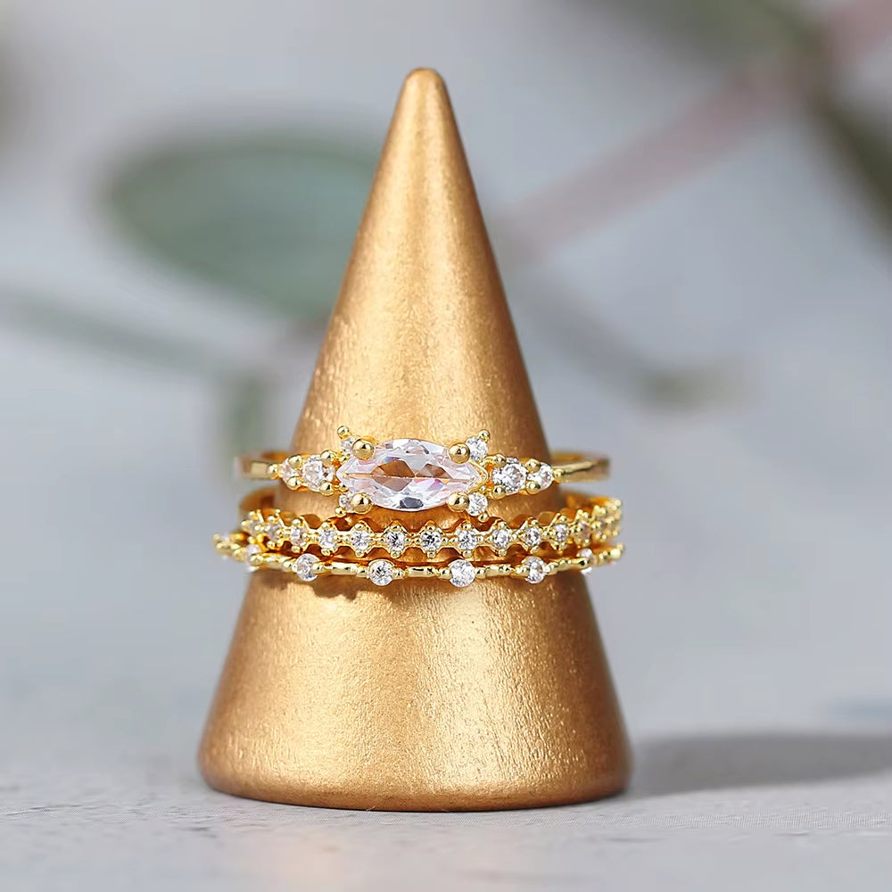 New INS Gold Color Noble Trend Dainty Rings for Women Entry Lux Zircon Midi Finger Rings for Girl Anniversary Jewelry KAR229