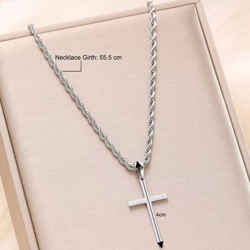New Stainless Steel Cross Pendant Necklace for Men Women Minimalist Gold Color Jewelry Male Female Necklaces Chokers Gifts 2025