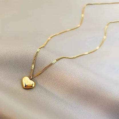 New Cross-Border Couple Cavicle Chain Geometric Heart-Shaped Light Luxury Temperament Simple Sweet Love Pendant Necklace Jewelry