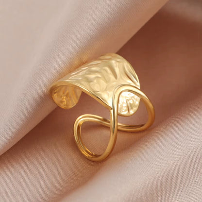 Stainless Steel Women Rings Geometric Heart Aesthetic Adjustable Open Finger Ring Fashion Party Jewelry Gifts Wholesale