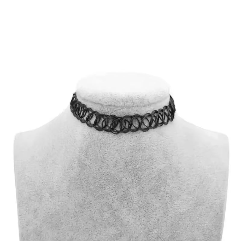 Vintage Elastic Braided Fish Thread Choker Gothic Black Choker 1Pc Fashion Necklace for Punk Girl Women Gift