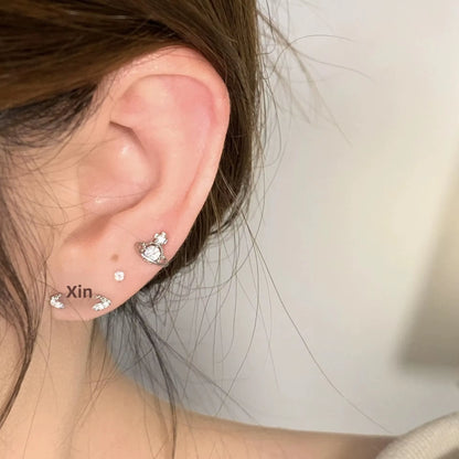 Unique Saturn Stud Earrings Set Pin Planet Super Shiny Women'S Fashion Jewelry Accessories Elegant Cool Ear Decorations