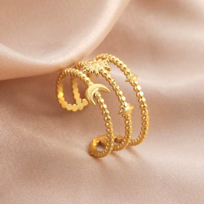 Stainless Steel Women Rings Geometric Heart Aesthetic Adjustable Open Finger Ring Fashion Party Jewelry Gifts Wholesale