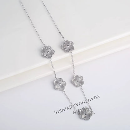 Hot Sale Stainless Steel Laser Five Leaf Flower Petal Adjustable Clover Bracelet Classic for Woman Girl Brand Jewelry Party Gift