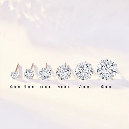 Crystal Zircon Real 925 Sterling Silver Earrings Channel Cubic Zirconia Silver Stud Earrings for Women Sterling Silver Jewelry