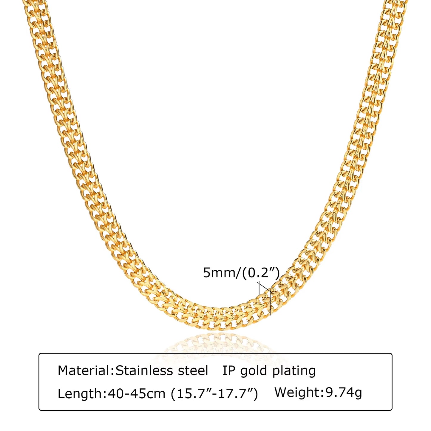 Chunky Gold Plated Link Necklace for Women, Stainless Steel Oval Thick Chain Choker Minimalist Jewelry