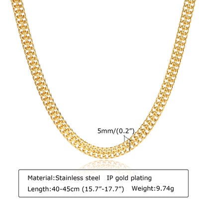 Chunky Gold Plated Link Necklace for Women, Stainless Steel Oval Thick Chain Choker Minimalist Jewelry