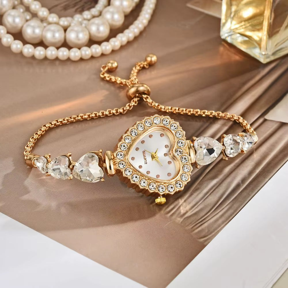 Elegant Women'S Quartz Watch Luxury Rhinestone Bracelet Band Wristwatch Reloj Mujer Girls Clock Gift