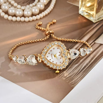 Elegant Women'S Quartz Watch Luxury Rhinestone Bracelet Band Wristwatch Reloj Mujer Girls Clock Gift