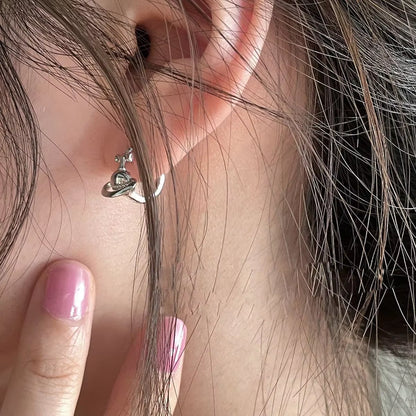 Silver Needle Earrings Vintage Metal Cross Saturn Design Women'S Summer Jewelry Ear Cuffie AE Stock Origin China