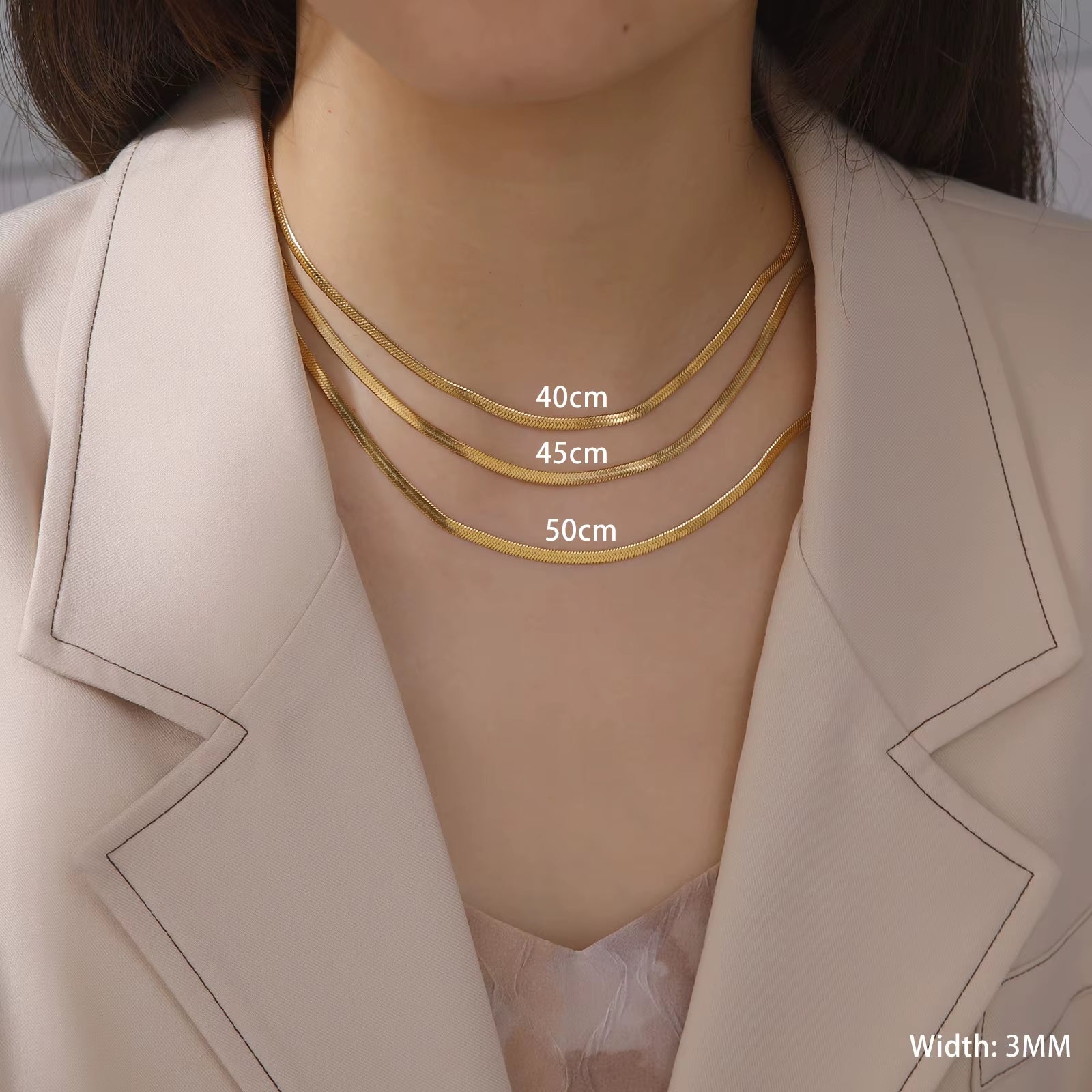 Stainless Steel Snake Chain Necklace for Women Men Gold Color Herringbone Choker Neck Chains 2025 Trend Jewelry Gift Hot