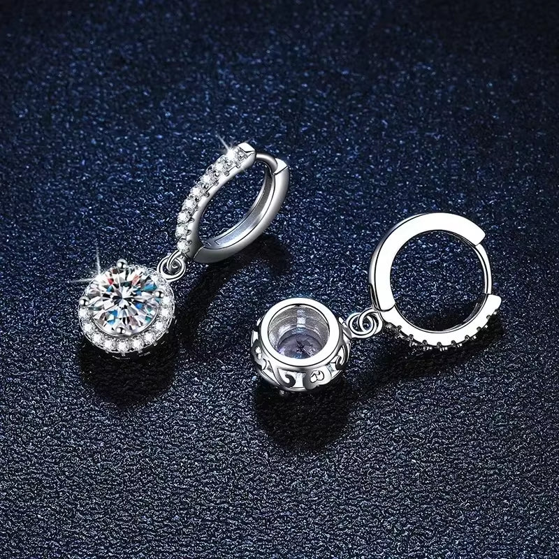 925 Sterling Silver 1 Carat Moissanite round Earrings for Women Luxury Evening Style
