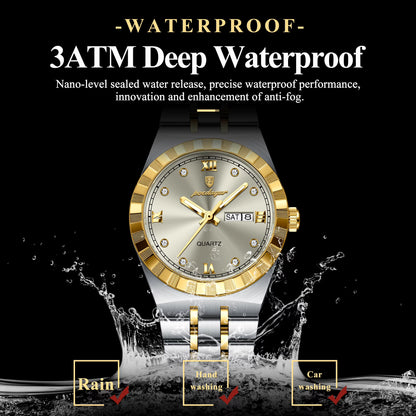 Luxury Original Ladies Watch Luminous Waterproof Week Date Woman Wristwatch Stainless Steel Women Quartz Watches Female