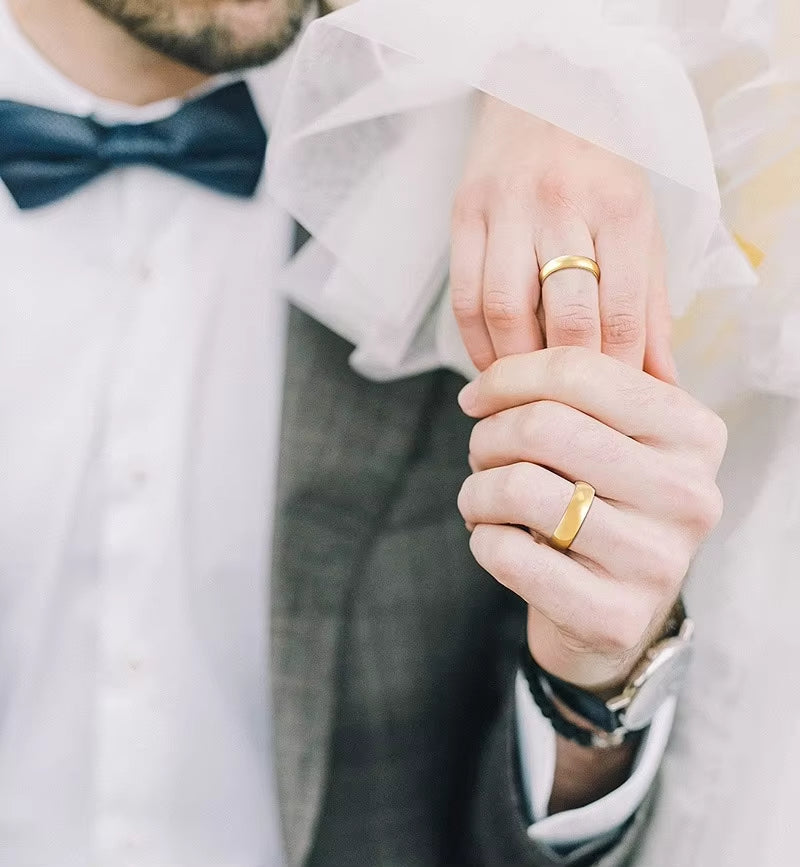 2Mm 4Mm 6Mm Titanium Ring Men Women 14K Gold Plated Dome High Polished Wedding Band Unisex Comfort Fit Size 3-13.5