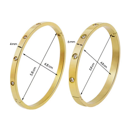 6Mm 4Mm Stainless Steel Bangles for Women Bracelets on Hand Lady Women'S Fashion Jewelry Rhinestone Designer Gift Titanium Steel
