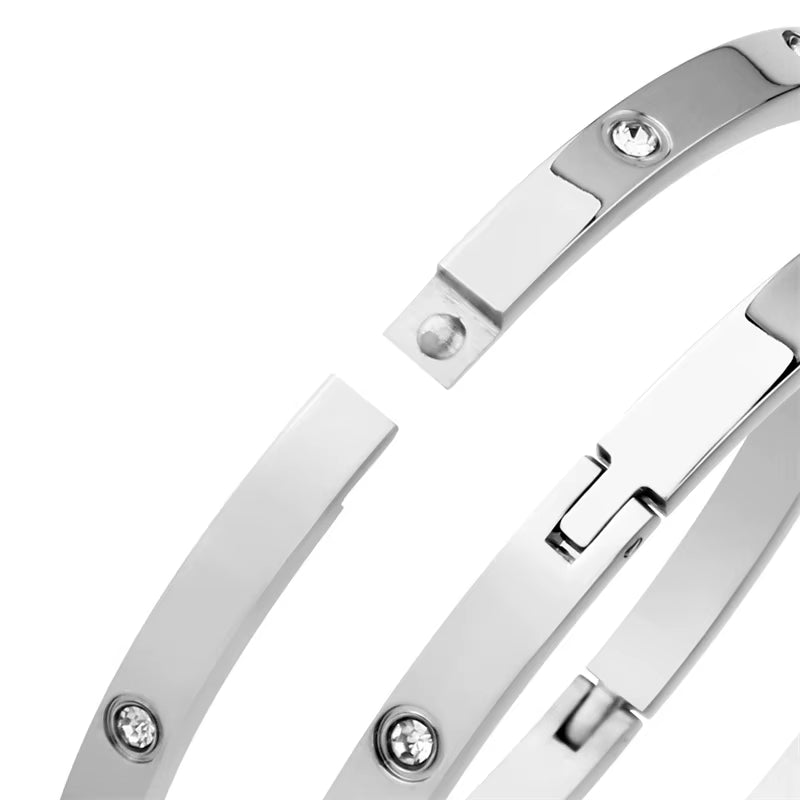 6Mm 4Mm Stainless Steel Bangles for Women Bracelets on Hand Lady Women'S Fashion Jewelry Rhinestone Designer Gift Titanium Steel