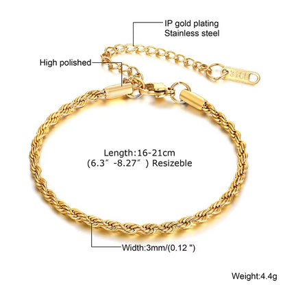 Non Tarnish Stainless Steel Bracelet Stackable for Women, Thin Herribone Chain Bracelet Waterproof Gold Plated Jewelry
