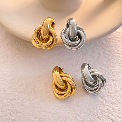 Stainless Steel Knot Hoop Earrings for Women Girls Trendy Irregular Lines Stud Earrings Special Design Fashion Jewelry Gifts