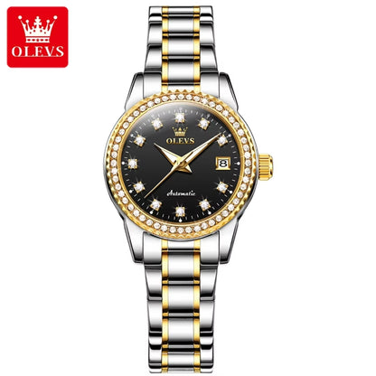 7003 Mechanical Fashion Watch Stainless Steel Watchband Round-Dial Wristwatch Calendar Luminous Woman Watch Automatic