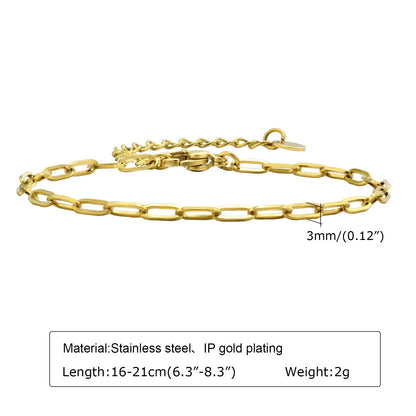 Non Tarnish Stainless Steel Bracelet Stackable for Women, Thin Herribone Chain Bracelet Waterproof Gold Plated Jewelry