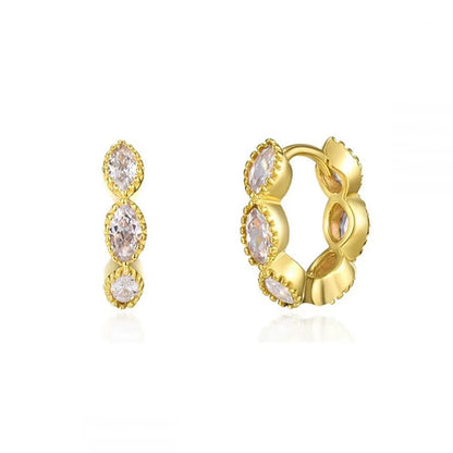 2Pcs Horse Eye Zircon round Circle Piercing Earrings for Women Gold Color Stainless Steel Huggie Hoop Earrings Statement Jewelry