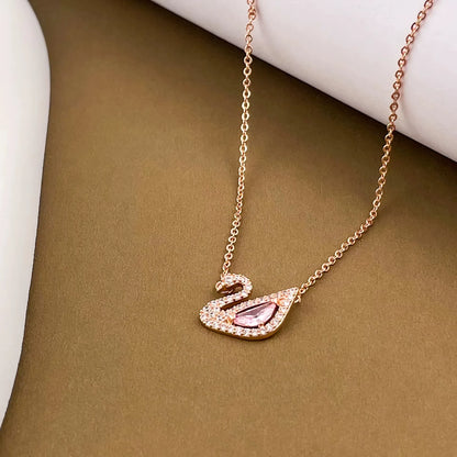 Copper Cast Swan Necklace for Women Non-Fading Simple Girls Clavicle Chain Valentine'S Day Gift Cross-Border Jewelry