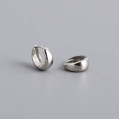 925 Sterling Silver Simple Wide Huggies Gothic Hoop Earrings for Women European Unisex Piercing Rock Jewelry Ear Buckles