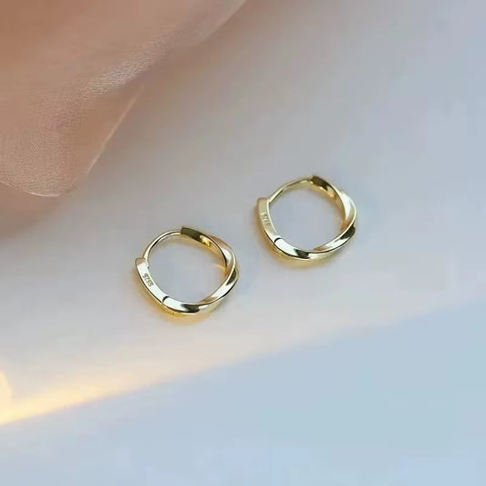 925 Sterling Silver round Stud Earrings for Women Simple Inlaid Design Hoops Earrings Wedding Party Jewelry Accessories Gifts